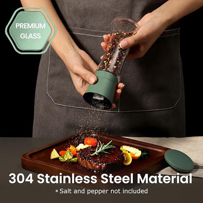 VEVOK CHEF Green Salt and Pepper Grinder Mill Set Stainless Steel Pepper Shaker