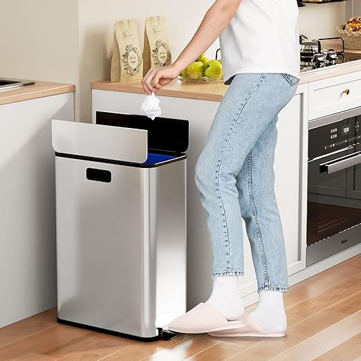 Garvee Kitchen Dual Trash Can, 15 gal Large Recycling Bin Garbage Can
