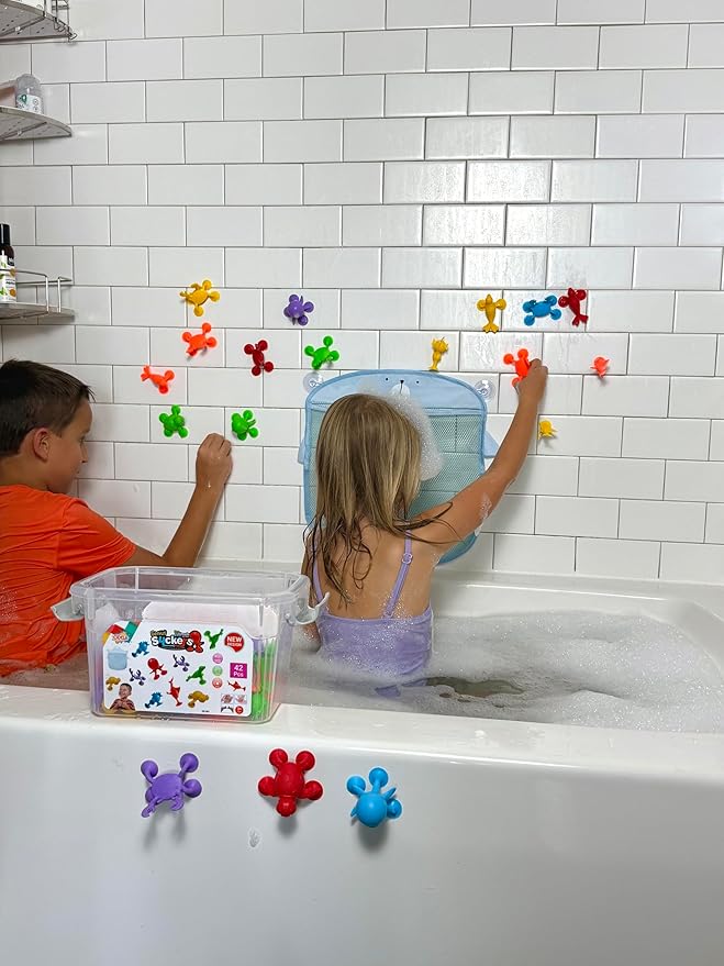 ODELA Genius Sucker Toys 42PCs Sea Animals Edition – Fun Colorful Toddler Bath Toy Animal Toys for Toddlers 1-3 – Safe and Durable Materials – Educational and Cute Designs – Ideal for Bath Time, Pool