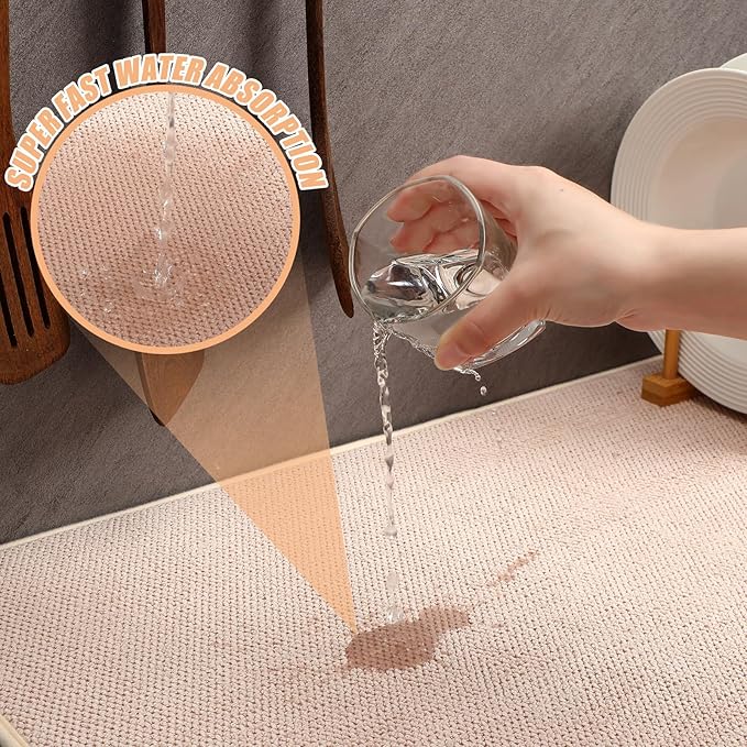 Hushee 2 Pack Extra Large Dish Drying Mat Microfiber Absorbent Dish Drying Pad