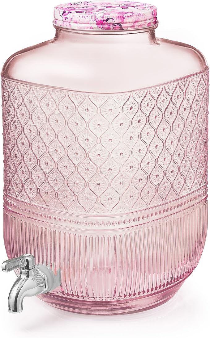 Godinger Drink Dispenser 2 Gallon, Large Glass Water Dispenser