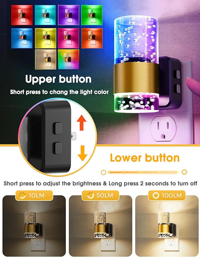 Night Lights Plug into Wall, Color Changing Night Light