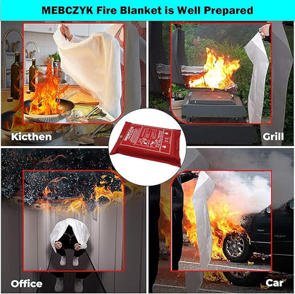 Fire Blanket Kitchen Emergency Blankets with Silicone Coating.Fireproof Blanket Fire Blanket for Home for Kitchen,Camping,Office,BBQ,Welding and Depot!Car Fire Retardant (39"X39" 1Pack)