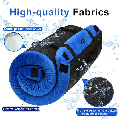 Memory Foam Camping Mattress pad, Comfortable Thick Floor Sleeping Mat for Adults with Waterproof and Non-Slip Bottom, Portable Roll Up Mattress for Sleepover Guest,Cot Mad for Car Camping