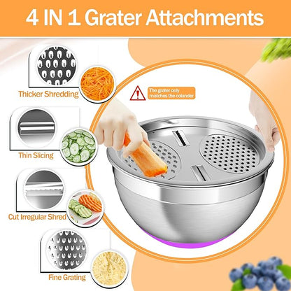 Nicdiet Mixing Bowls with Airtight Lids, Stainless Steel Mixing Bowl Set with 3