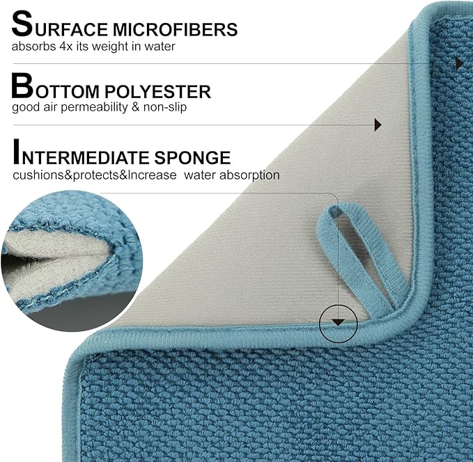 2 Pack Microfiber Dish Drying Mat