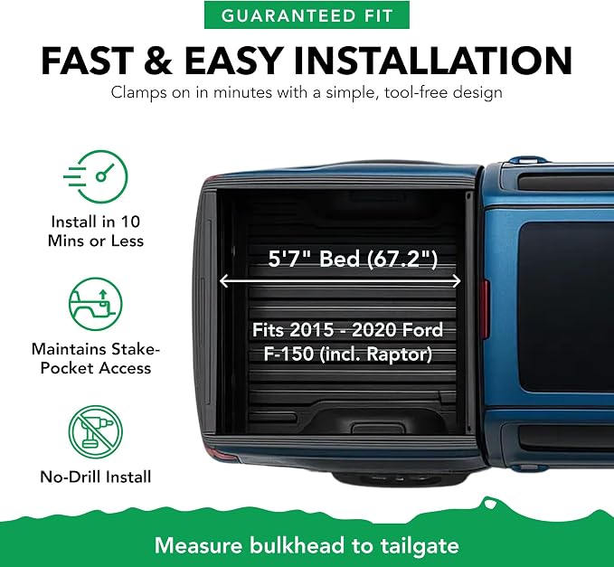 Gator Soft Roll-Up Truck Bed Tonneau Cover w/ Gear Straps, Heavy-Duty Truck Bed Protection | 139773 | Fits 2015 - 2020 Ford F-150 (incl. Raptor) 5' 7" Bed (67.2")
