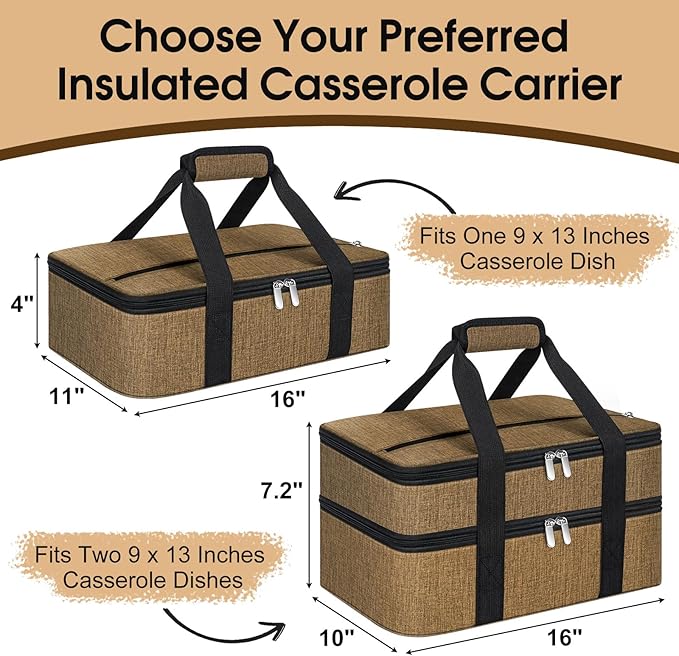 Insulated Casserole Carrier, Portable Casserole Carrier