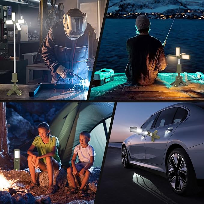 Telescopic Camping Lights Rechargeable 14000 mAh Led Multifunction Magnetic Lanterns Job Site Lighting Cordless Dimmable Camping Tent Lamp Portable Power Supply 6000LM IPX5 Waterproof