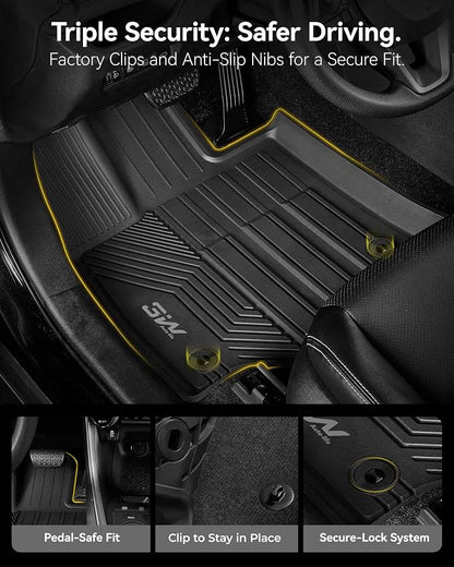 3W Floor Mats Fit Toyota RAV4 2019-2024 2025 (Not for Hybrid or Prime), TPE All Weather Custom Fit Floor Liner for Toyota RAV 4 LE/XLE/Limited/TRD/Adventure Car Mats, Black
