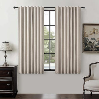 Grey Flax Taupe Short Small Window Room Darkening Curtains 54 Inches Long