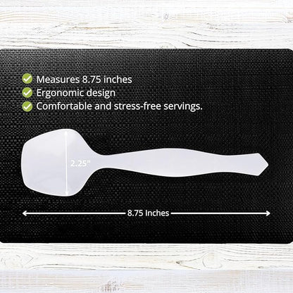 PARTY BARGAINS Disposable White Plastic Serving Spoons 8.75″ – Heavy-Duty White