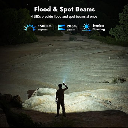 WUBEN X4 EDC Rechargeable Flashlight with RGB Light 1500 Lumens Mini Multifunctional Flashlight with Tactical Switch&Magnetic, IP68 Pocket Clip USB C Flat Flashlight for Camping, Checking, Emergencies