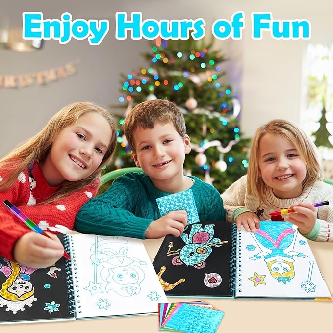 FUNNYB&G Foil Art Craft Activity for Kids - Gift for Girls Crafts for Kids Fun Art Supplies DIY Creative Travel Toy, Birthday Gift Party Favor Toys for Girls Boys 4 5 6 7 8 9 Years Old (Winter)