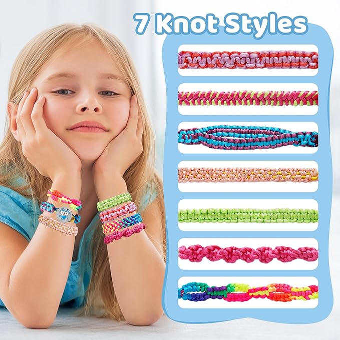 PREPOP Friendship Bracelet String Making Kits - Popular Toys for 7 8 9 10 11 12+ Year Old Girls, DIY Arts and Crafts Bracelets Maker Activities Supplies, Best Birthday Gifts Ideas Age 6-12 yr Girl