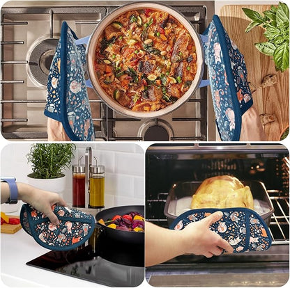 Pot Holders Set of 2 with Transparent Clear Silicone Shell and Nice Cat Flower
