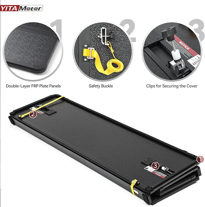 YITAMOTOR Quad Fold Hard Truck Tonneau Cover Fits for Dodge Ram 1500 2002-2026 (Classic & New), Fits for Dodge Ram 2500 3500 2003-2026 with 6.4ft Bed w/o Rambox, Heavy-Duty Aluminum Alloy Bed Cover