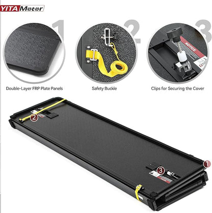 YITAMOTOR Quad Fold Hard Truck Tonneau Cover Fits for Dodge Ram 1500 2002-2026 (Classic & New), Fits for Dodge Ram 2500 3500 2003-2026 with 6.4ft Bed w/o Rambox, Heavy-Duty Aluminum Alloy Bed Cover