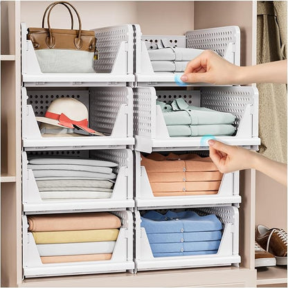 8 Pack Stackable Closet Storage Basket