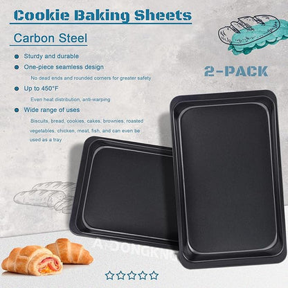 Baking Sheet Pans, Cookie Tray, Nonstick Heavy Carbon Steel Bakeware, 12 X 7.5