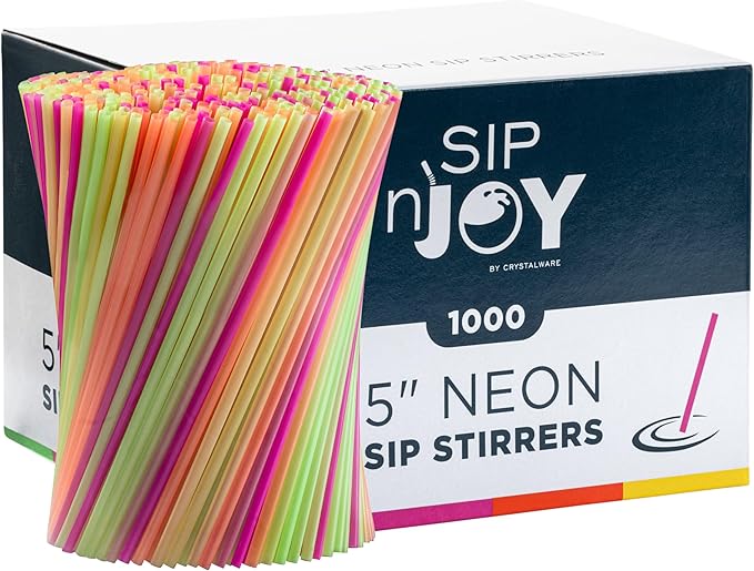 Neon Coffee Stirrers, 1000 Disposable Plastic Drink Stirrer Sticks