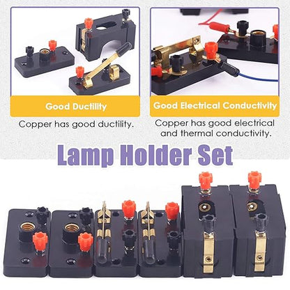 Swpeet 22Pcs Labs Physics Experiment Basic Beginner Circuit Kit, Including Interconnect Circuit Wire, D Battery Holder, Single Pole Single Throw Switch and Miniature Bulb Holder with E10 White Bulb