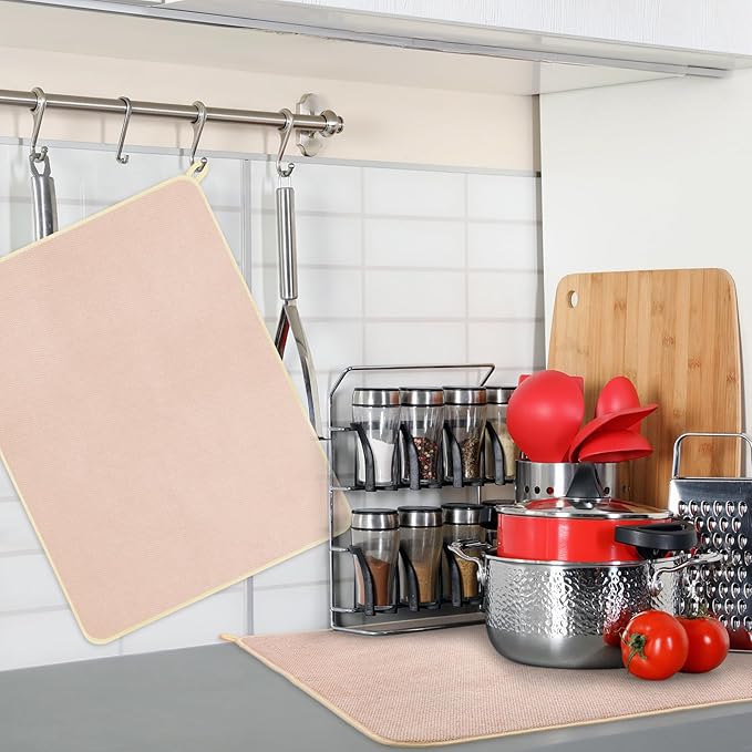 Hushee 2 Pack Extra Large Dish Drying Mat Microfiber Absorbent Dish Drying Pad