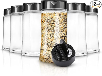 12 Pack 9.5 oz Plastic Spice Jars, Empty Seasoning Containers