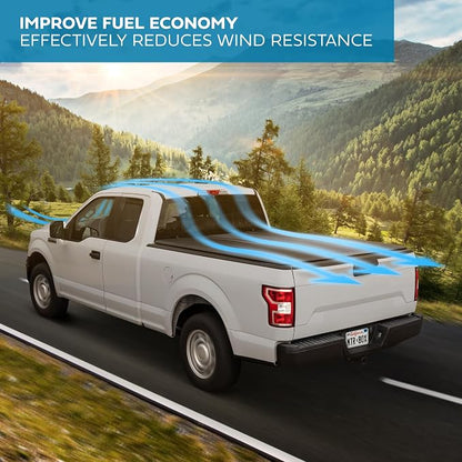 Racing Stripe Tonneau Cover Soft Roll-up Truck Bed Protector All Weather Retractable for Chevrolet Chevy Silverado 1500 2019-2026 and GMC Sierra 1500 19-26 Short Bed 5.8 ft Black/Gray