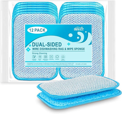 HOMEXCEL 12 Pack Scrub & Wipe Cloths, Scrub Sponges