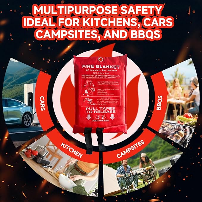 36 Packs Fire Blanket ??39.37x39.37 Inches, 1100??Heat Resistant, Emergency Fire Suppression Blanket for Kitchen, Home, Car, Camping ??Easy to Use, Non-Toxic, Reusable, Compact & Lightweight