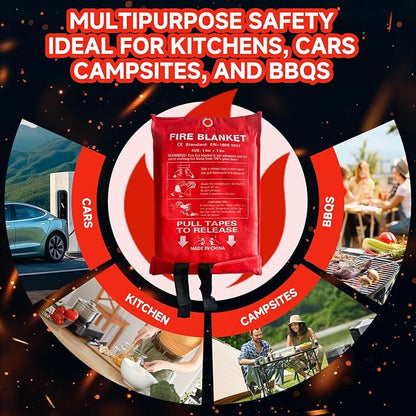 36 Packs Fire Blanket ??39.37x39.37 Inches, 1100??Heat Resistant, Emergency Fire Suppression Blanket for Kitchen, Home, Car, Camping ??Easy to Use, Non-Toxic, Reusable, Compact & Lightweight