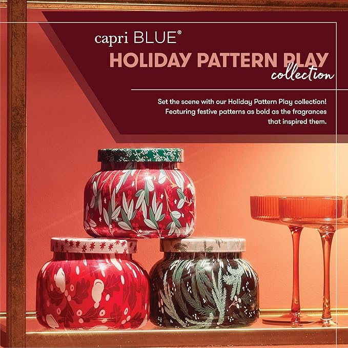 Capri Blue Pattern Play Signature Holiday Candle - Luxury Holiday Scented Candle for Home- Long Lasting Soy Wax Blend - Comes in Decorative Glass Jar (Apple Cider Social, 8 oz)