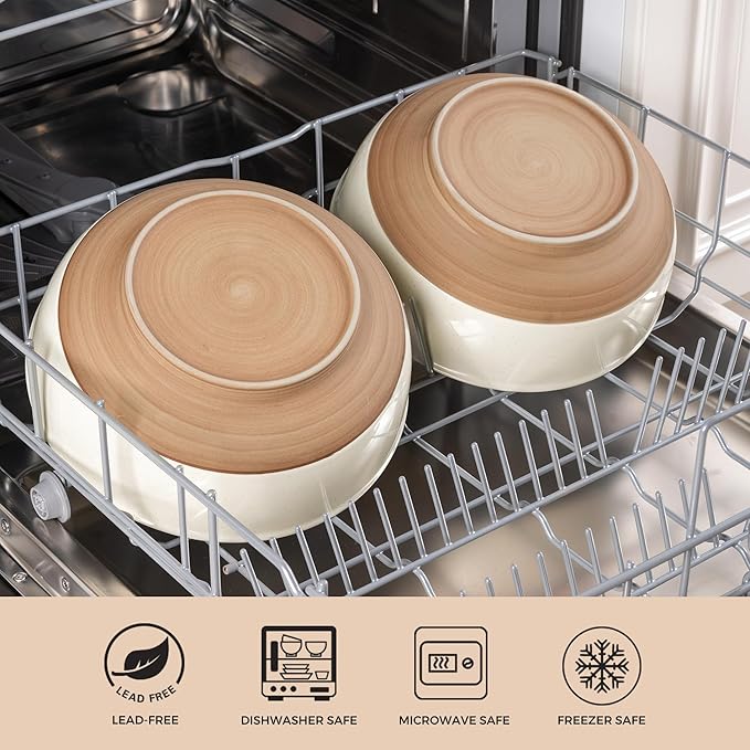 AmorArc 9.8’’ Ceramic Serving Bowls, 90 OZ Extra Large Salad Bowls Set of 2