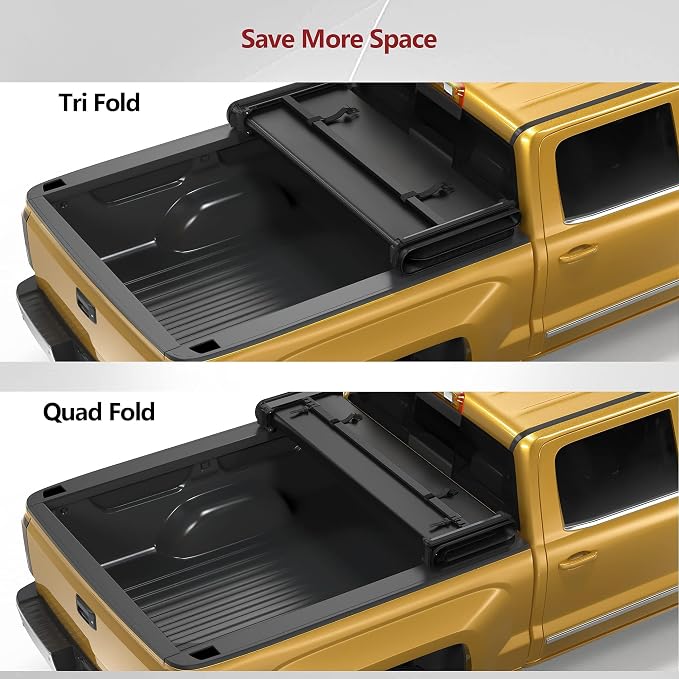 YITAMOTOR Soft Quad Fold Truck Bed Tonneau Cover Compatible with 2009-2024 Dodge Ram 1500 (19-24 Classic ONLY), Fleetside 6.4 ft Bed Without Rambox