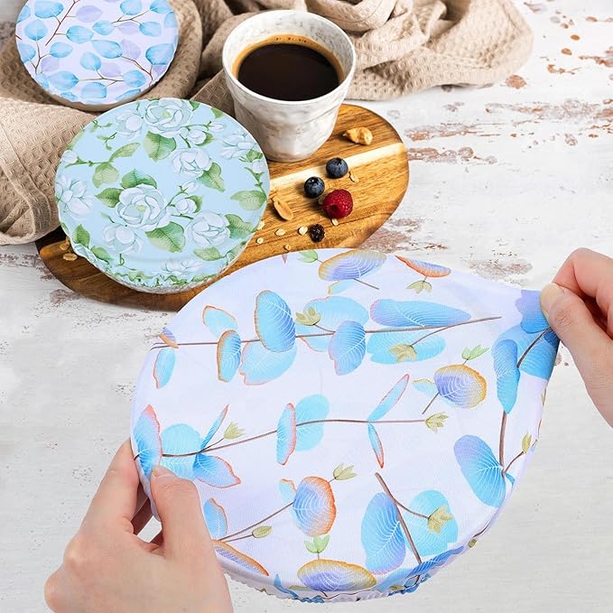 5 Pieces Bowl Covers Reusable, 5 Size Elastic Cloth Bowl Covers