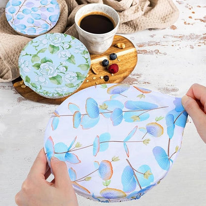5 Pieces Bowl Covers Reusable, 5 Size Elastic Cloth Bowl Covers
