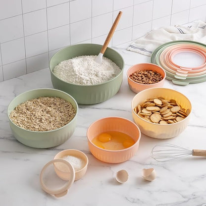 COOK WITH COLOR Prep Bowls with Lids- Wide and Deep Nesting Plastic Small