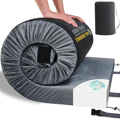 HomeMate CertiPUR-US Memory Foam Camping Mattress Pad Portable Roll Up Mattress for Adults Sleeping Mat Cot Mattress Pad