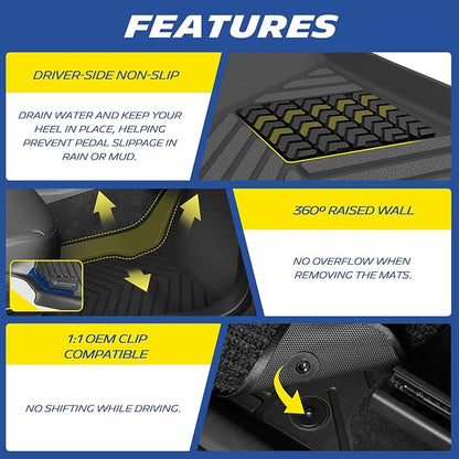 Michelin Vehicle Mat, All-Weather TPE Custom Fit Liner for Tesla Model Y 5 Seat Floor Mats 2025-2027 (7 Piece), Premier