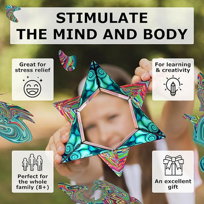 SHASHIBO Shape Shifting Box - Award-Winning Fidget Toy w/ 36 Rare Earth Magnets - Fidget Cube Transforms Into Over 70 Shapes, Sensory Toy Gift for Kids, Teens, and Adults (Water Color)