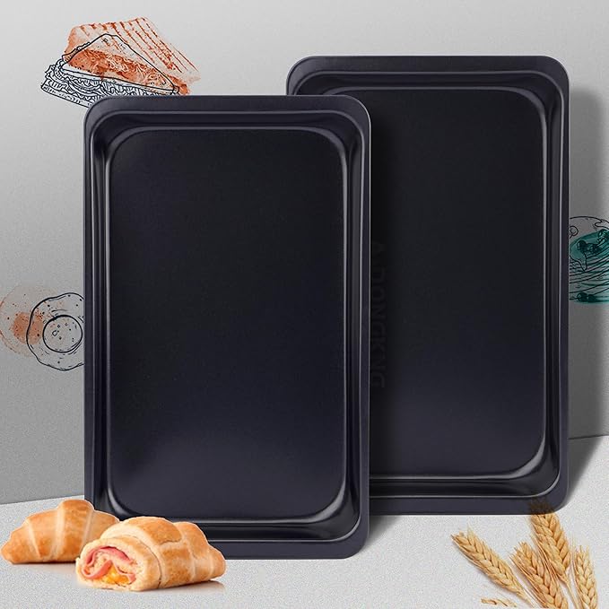 Baking Sheet Pans, Cookie Tray, Nonstick Heavy Carbon Steel Bakeware, 12 X 7.5