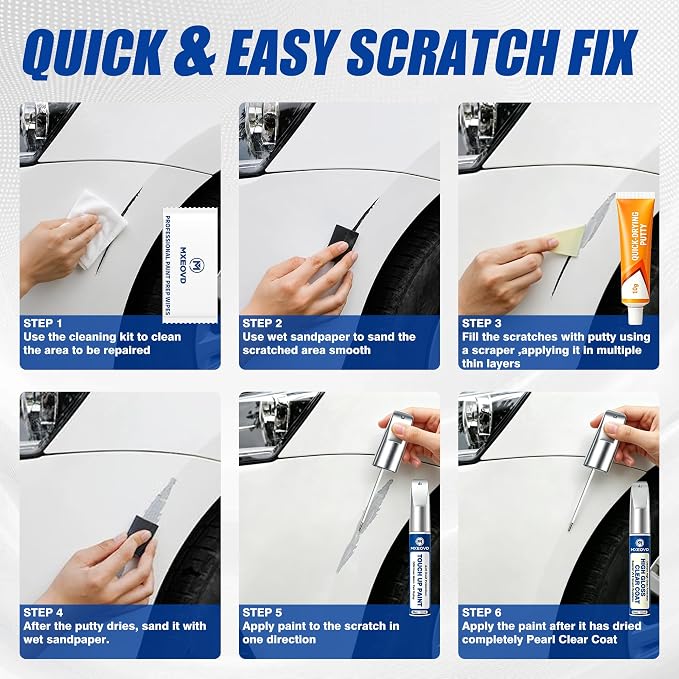 Polished Metal Metallic NH-737M Touch Up Paint Compatible with Honda, All in One Car Scratch Repair Kit with Primer Putty & Clear Coat, Complete Sanding Tools Set for Scratches Chips Nicks