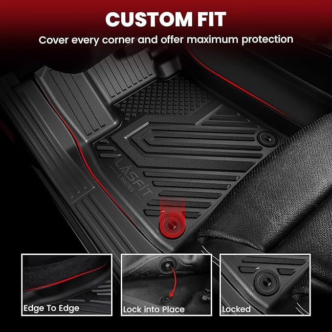 LASFIT Floor Mats & Backrest Mats & Cargo Mat for Kia Sorento Hybrid PHEV 2026 2025 2024 2023 2022 2021 (Not Fit Gasoline), All Weather TPE Custom Fit Floor Liners Car Mats Accessories, Black