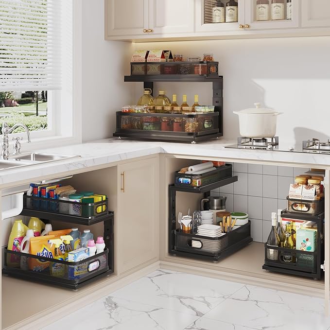 2 Pack 18.5IN-Depth Under Sink Organizer