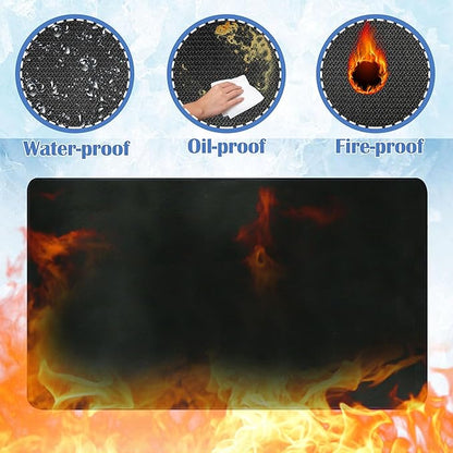 Ogrmar 76 x 52 Inch Under Grill Mats for Outdoor Grill, Indoor Fire Pit/Fireplace Mat, Waterproof Oil-Proof Grill Floor Pads, BBQ Mat Protector for Deck, Patio and Grass (76 * 52 Inch)