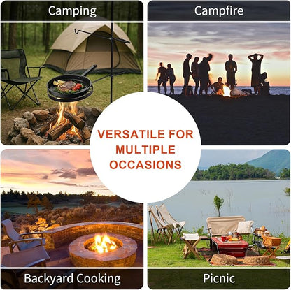 Outvita Swivel Campfire Grill, Open Fire Cooking Equipment for Camping with Height Adjustable Grill Grate and Hanger Rod and Carry Bag