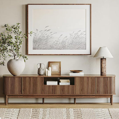 CHUWELL 86.6'' Fluted TV Stand for 75/80/85 Inch TVs, Mid Century Modern