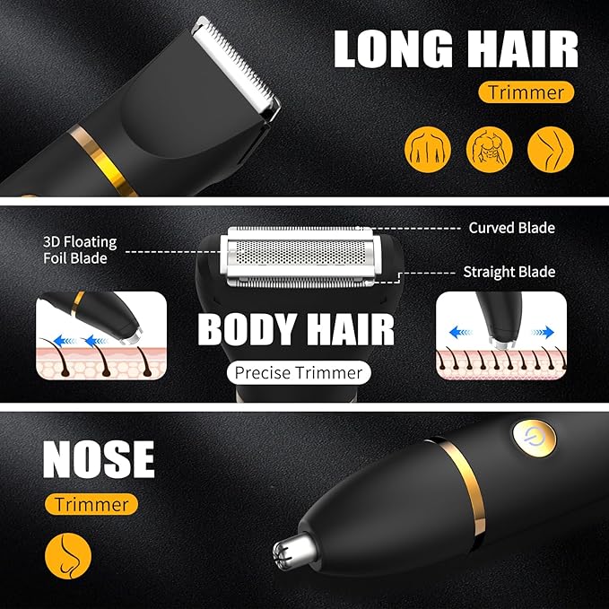 Qreeyx Manscape Body Trimmer for Men, 3 in 1 Men's Grooming Kit