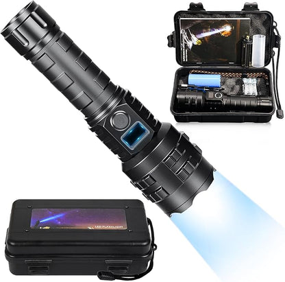 Flashlights High Lumens Rechargeable, 1000000 Lumens Hight Lumens Super Bright Handheld LED Flash Light,Powerful Emergency Linternas, Waterproof, Long Lasting, for Hiking Camping Gift